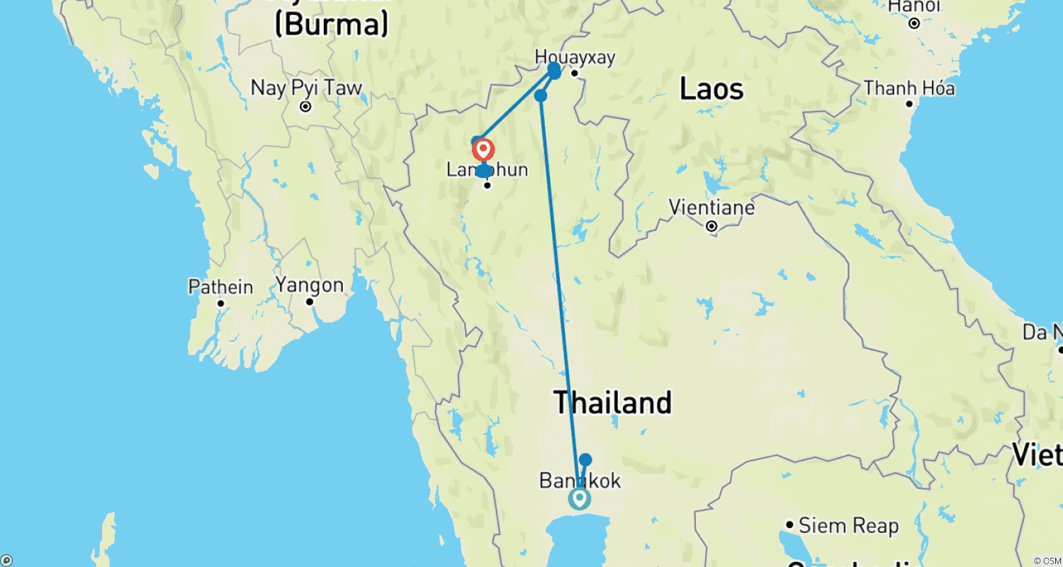 Mapa do percurso de Highlights of Northern Thailand (Superior option)