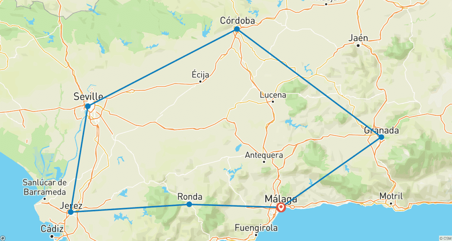 Mapa trasy: Najważniejsze atrakcje Andaluzji