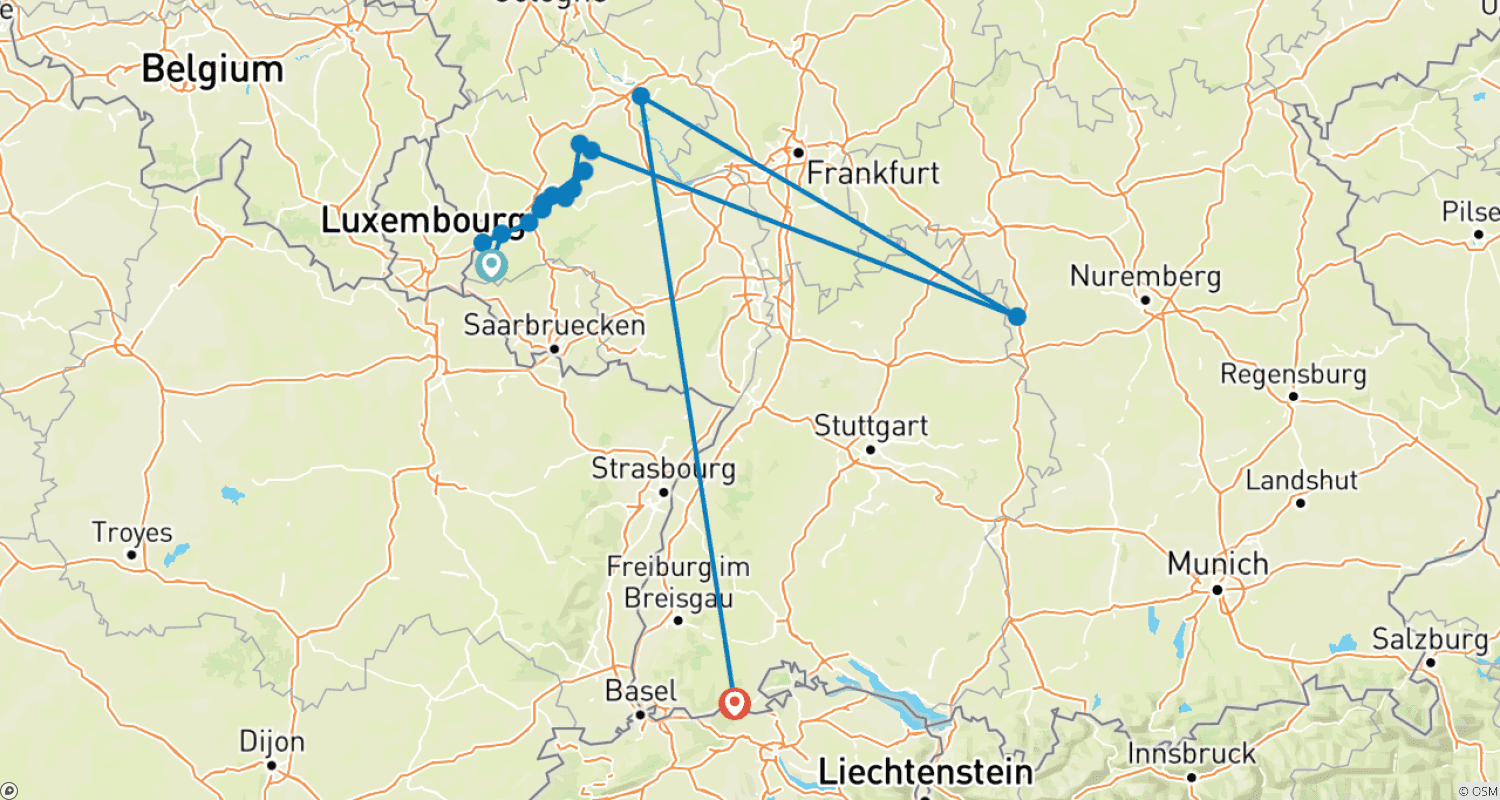Mapa do percurso de MS Olympia - Saarburg-Koblenz
