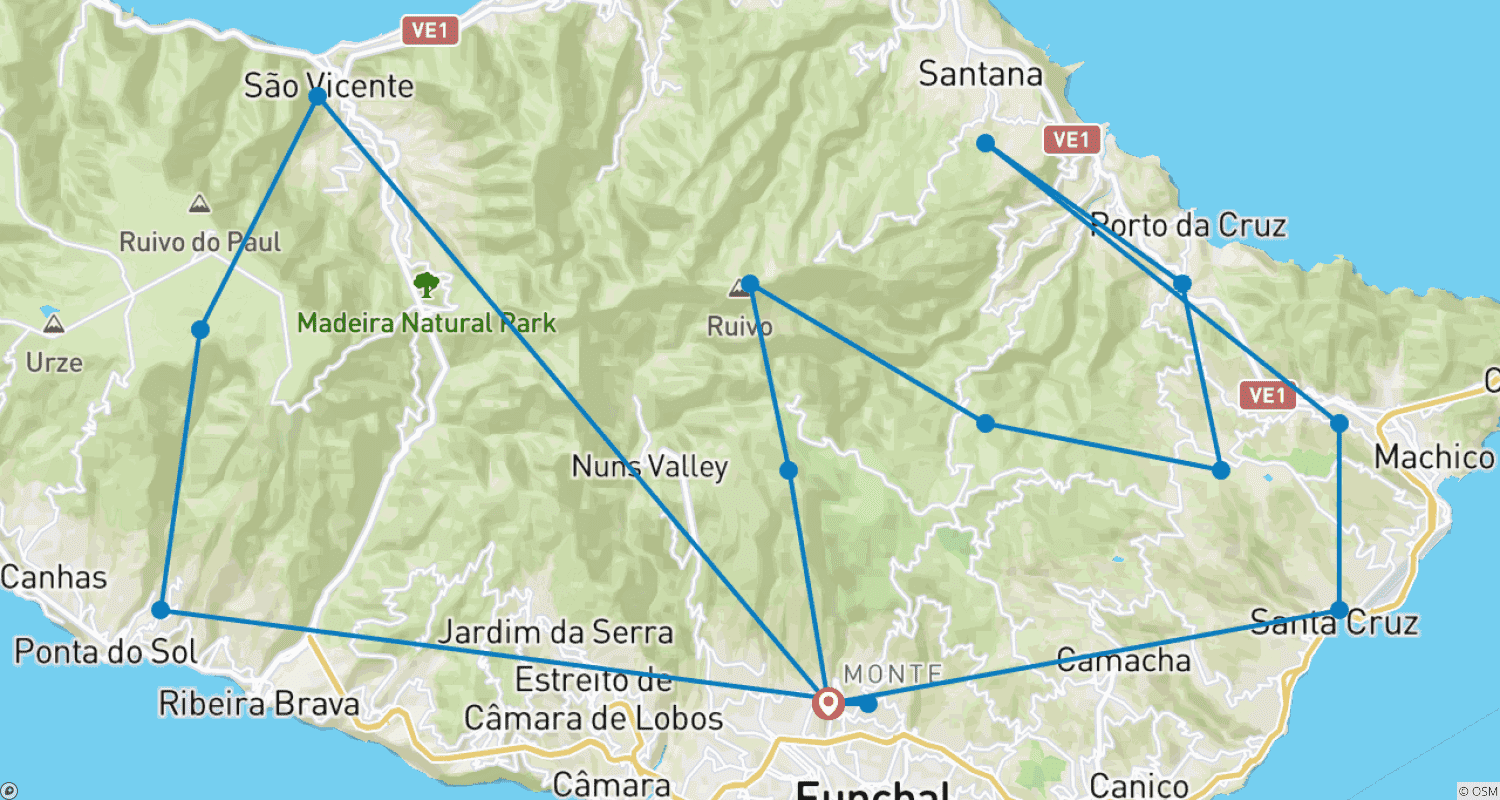 Mapa trasy: Madera w dobrym stylu - Perła Atlantyku
