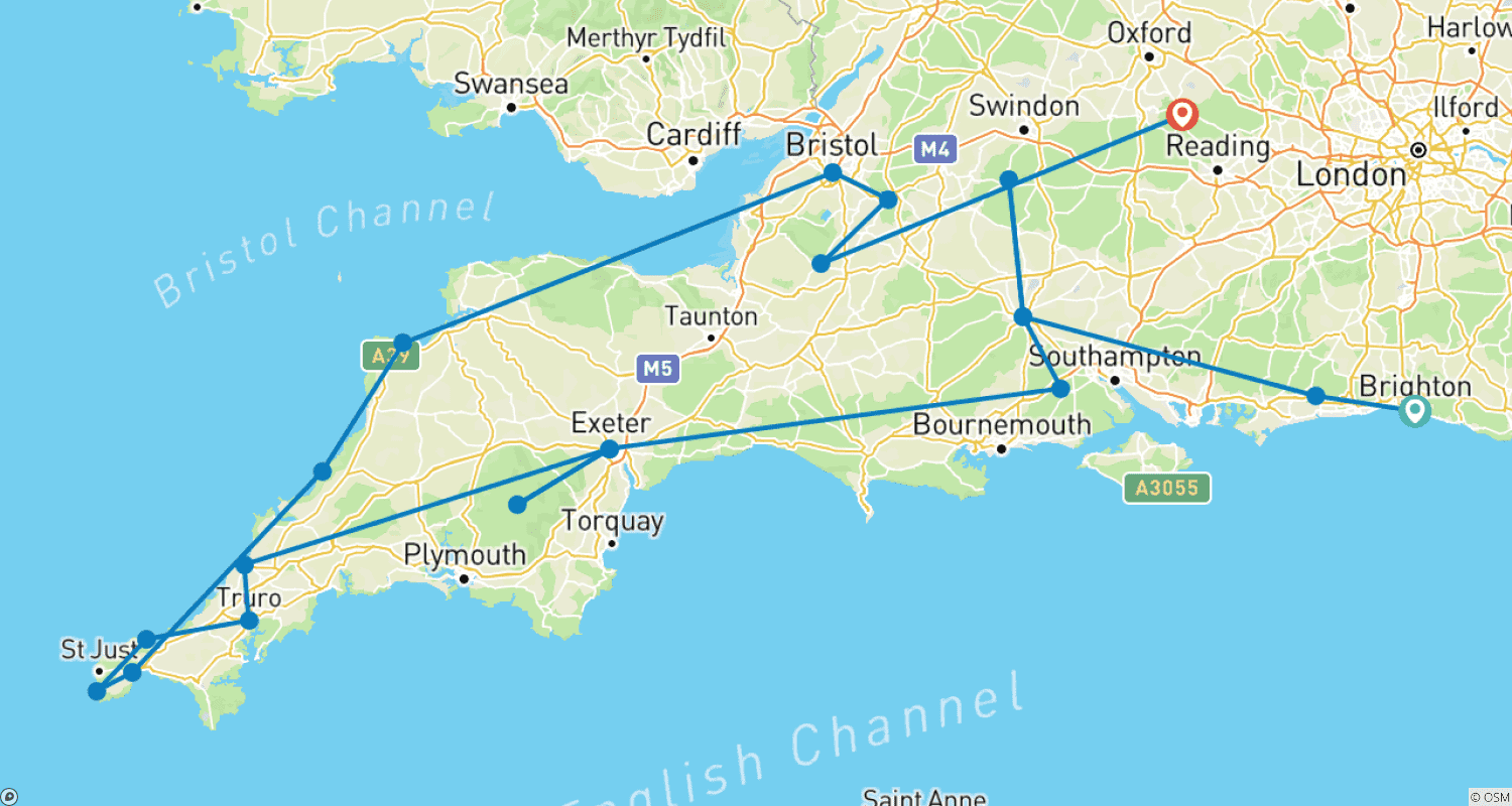 خريطة مسار Sudengland's Movie Sets (from Brighton to Wallingford)