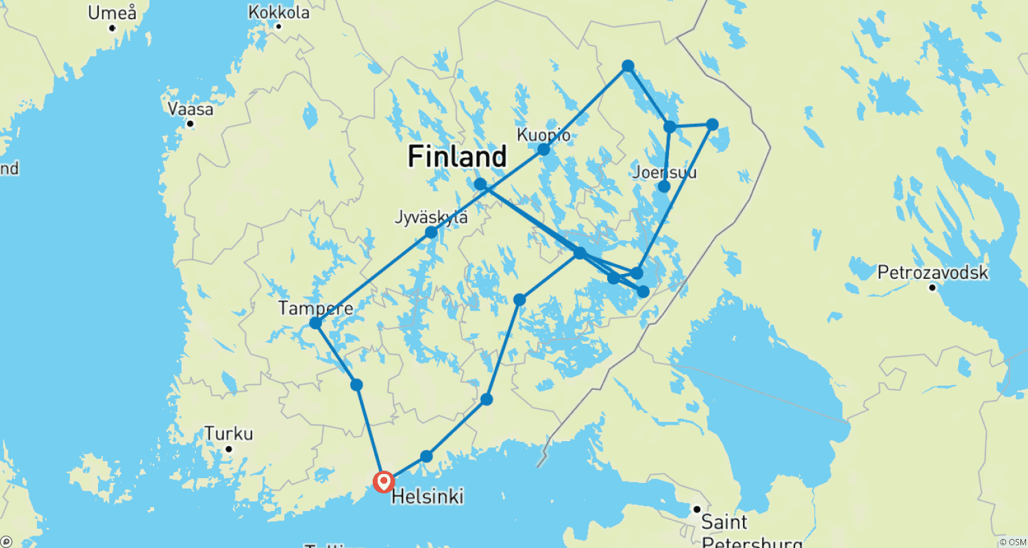 Mapa trasy: Relaxed through southern Finland