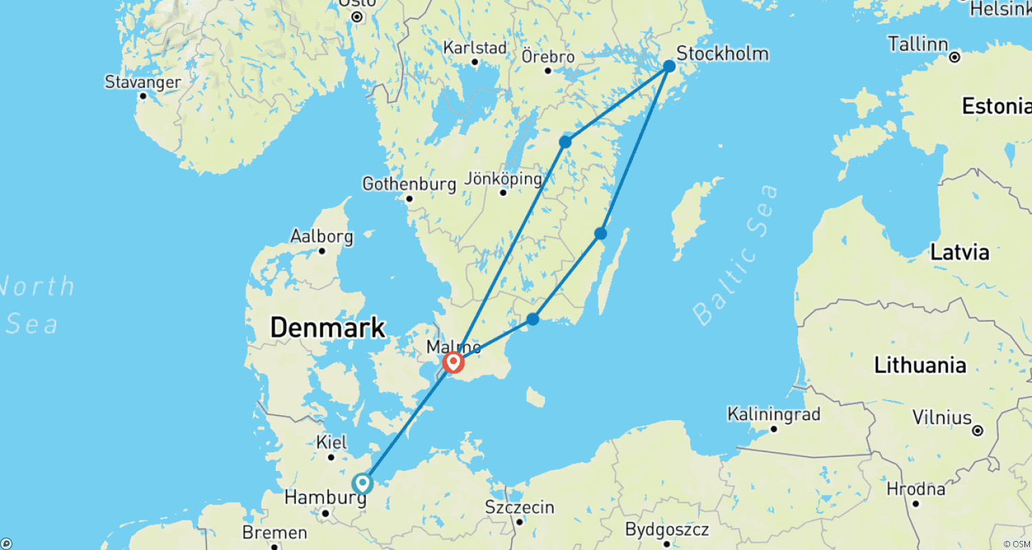 Mapa trasy: Classic High Points From Lund/ to Malmo