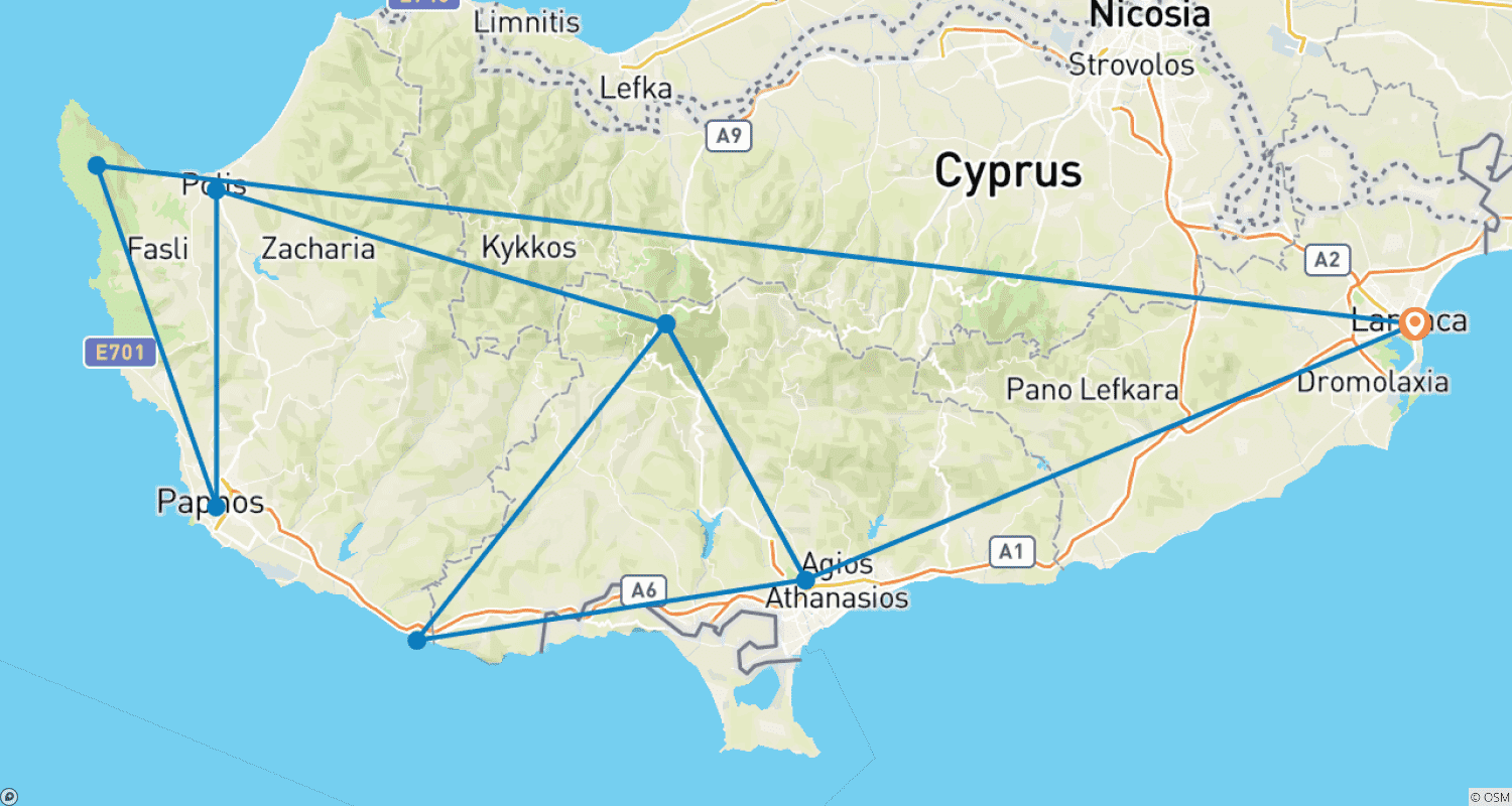 Mapa trasy: Cypr dla piechurów