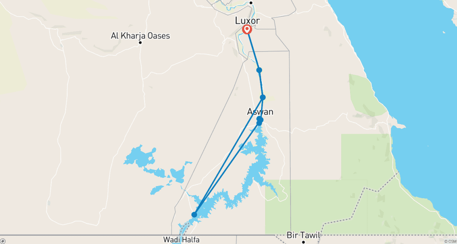 Mapa do percurso de Classic Nile cruise with MS Nile Premium