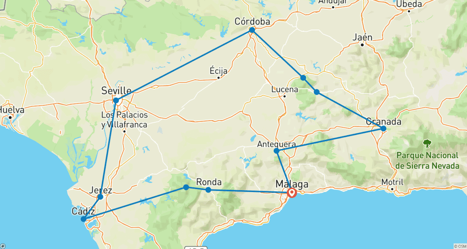 Mapa trasy: Hiszpania - Alhambra