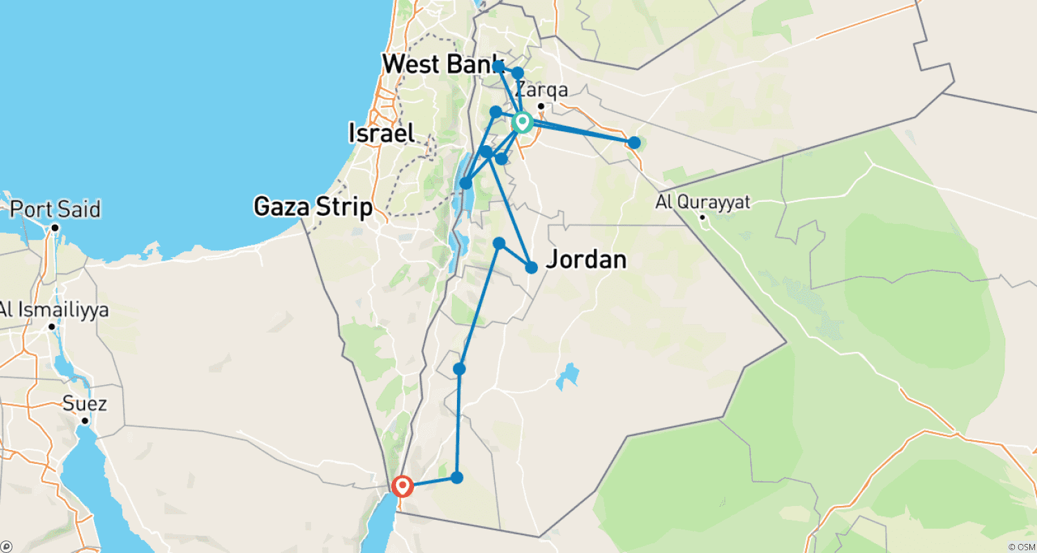 خريطة مسار Discover Jordan from Amman/to Aqaba