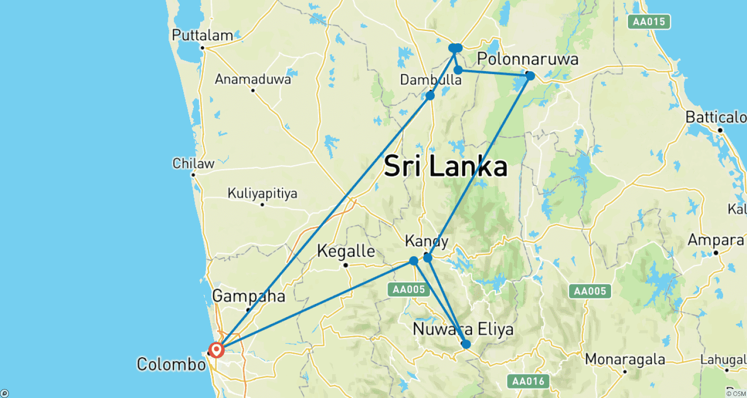 Mapa do percurso de Temples, tea & traditions (group tour)