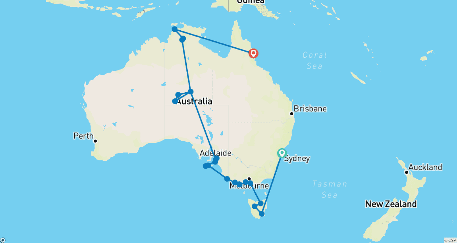 Mapa trasy: Fascynująca Australia