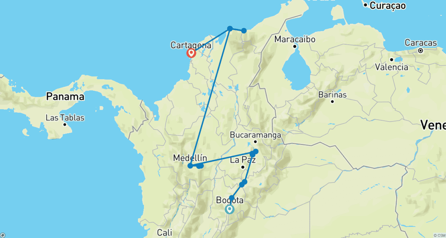 Mapa trasy: Colombia - The special experience