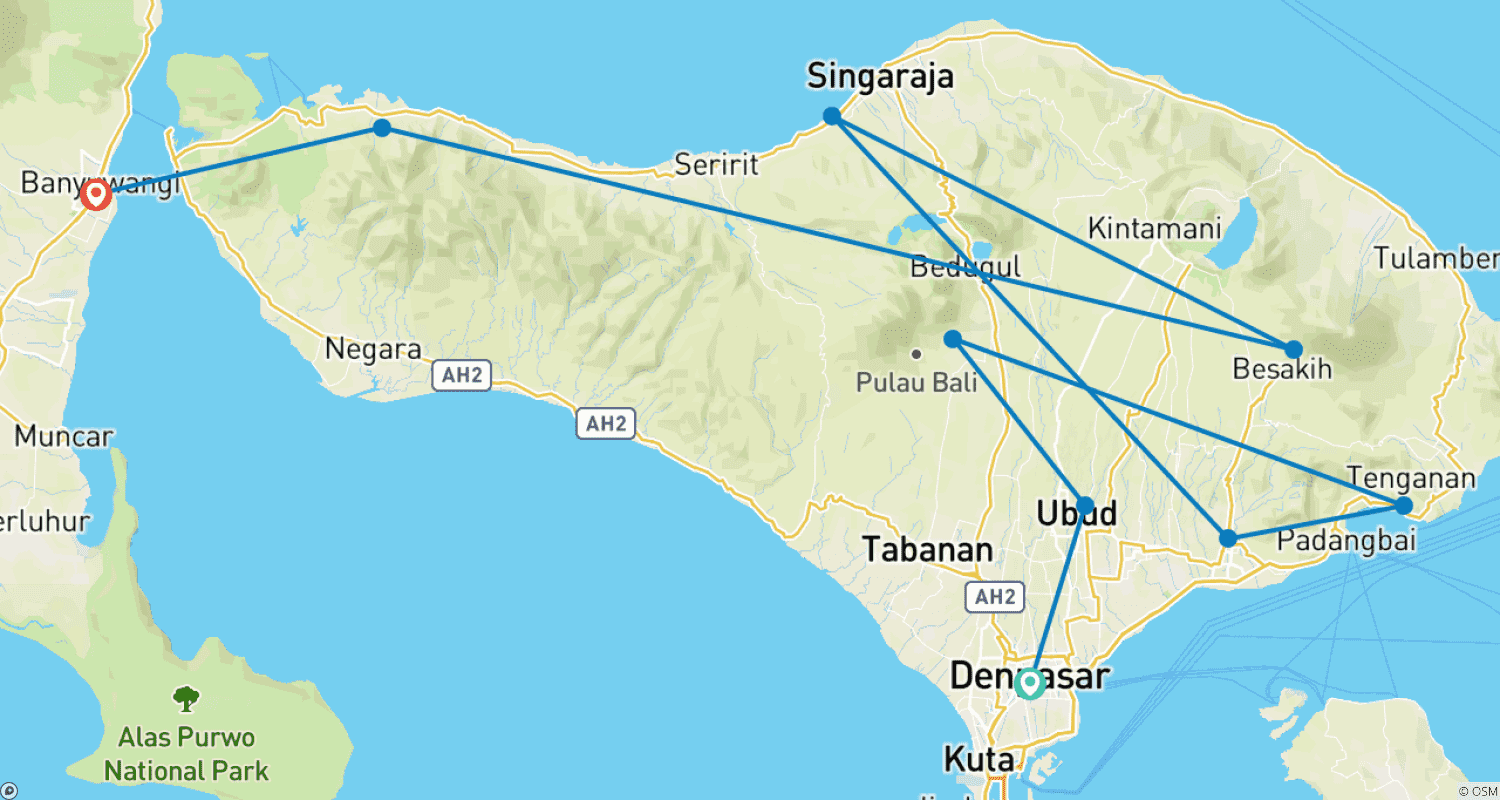 خريطة مسار Fascination Bali & unique East Java (private tour)