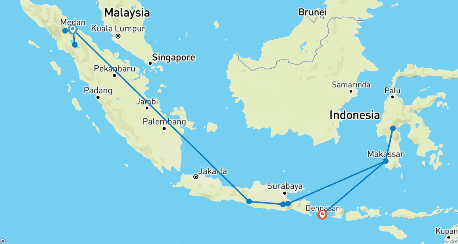 خريطة مسار Treasures of Indonesia (private tour)