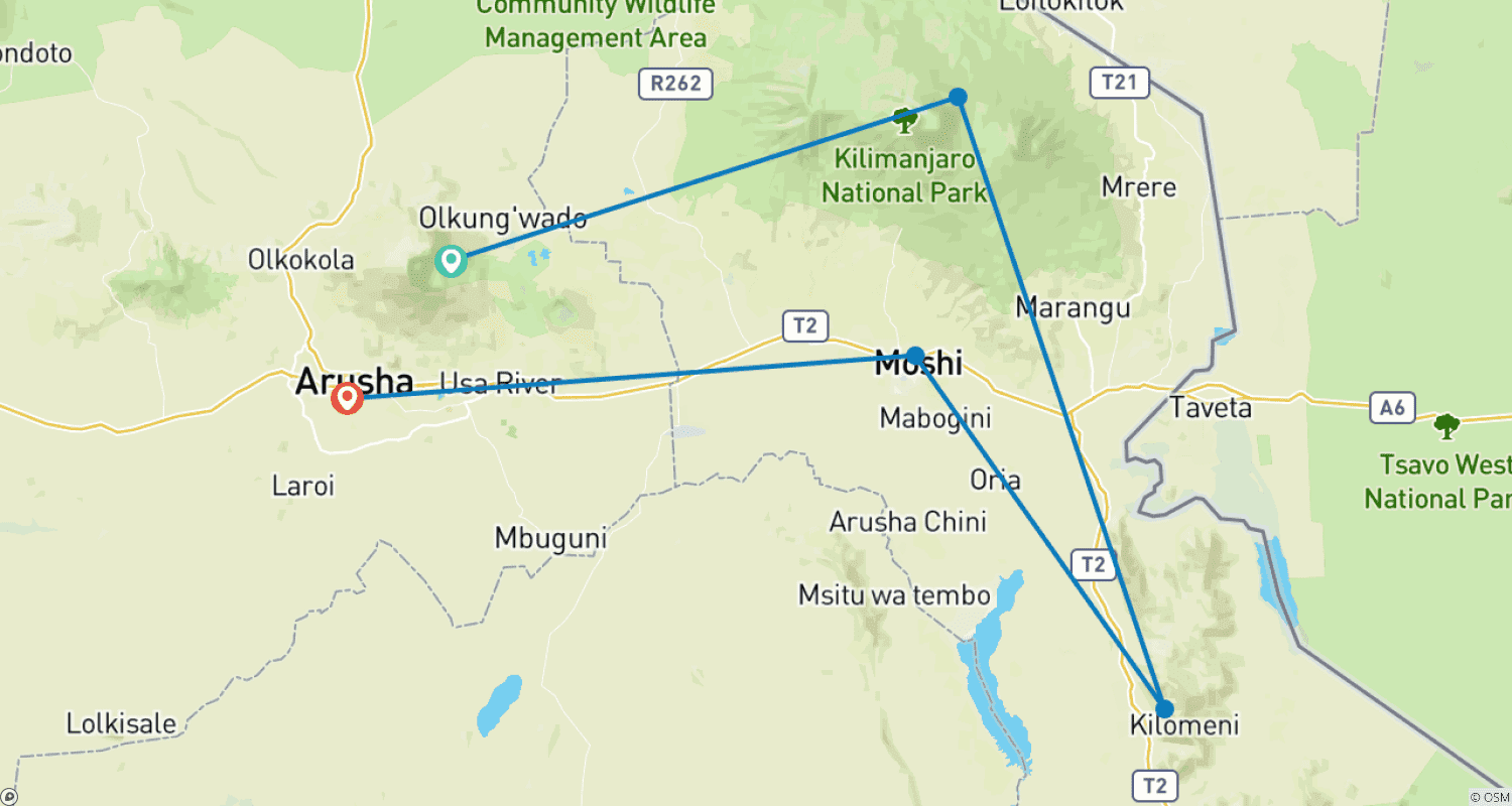 Mapa trasy: Wspinaczka na Górę Meru 4 Dni