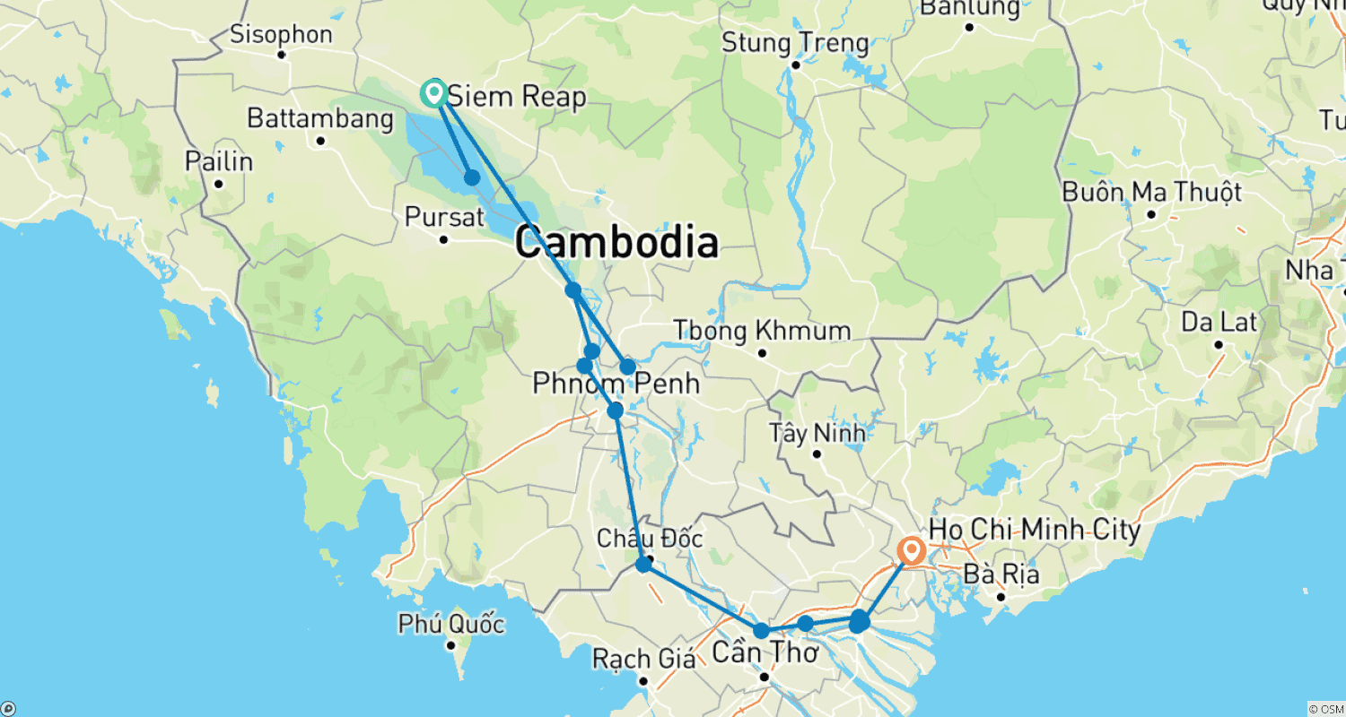 خريطة مسار The Mekong in a different way - Between adventure and must-see sites