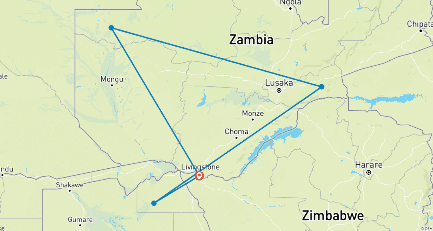 Mapa do percurso de Uma Jornada de Maravilhas: Aventura nas Cataratas Vitória 6 Dias/5 Noites (Conforto Plus)