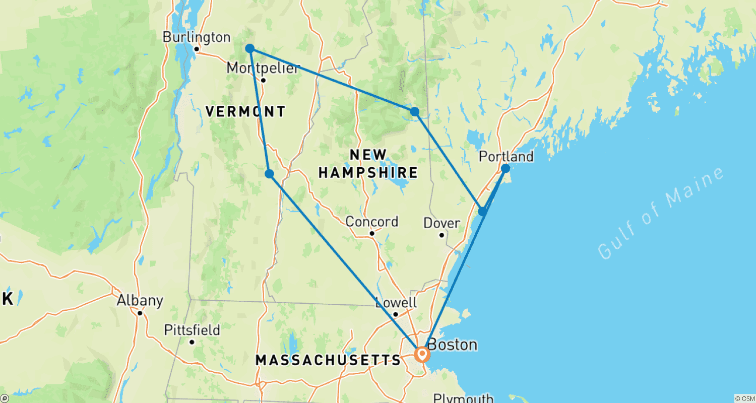 Colors of New England  (Boston, MA to Portland, ME) (2026)のルートマップ