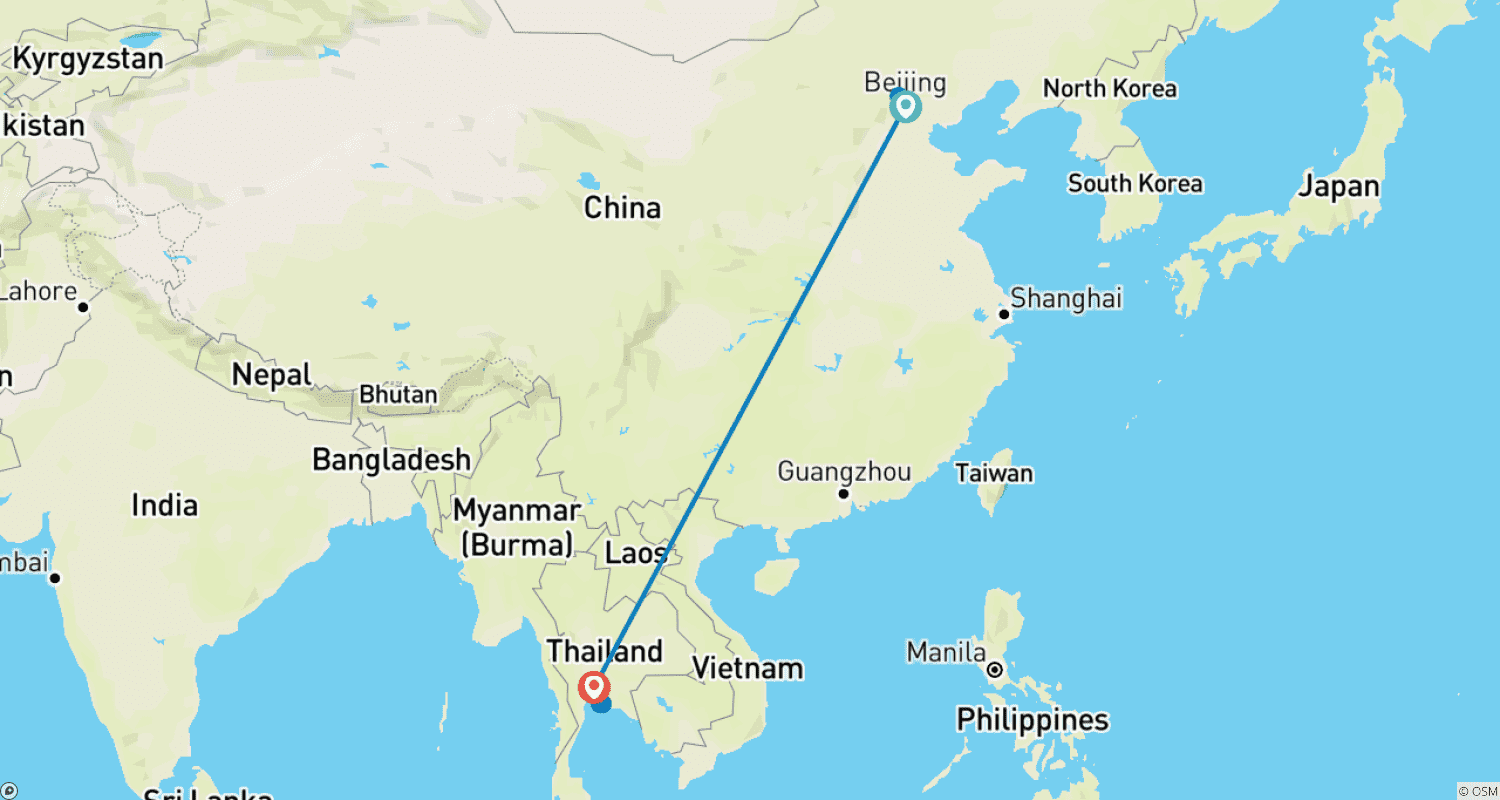 خريطة مسار 9-Day Beijing, Bangkok and Pattaya