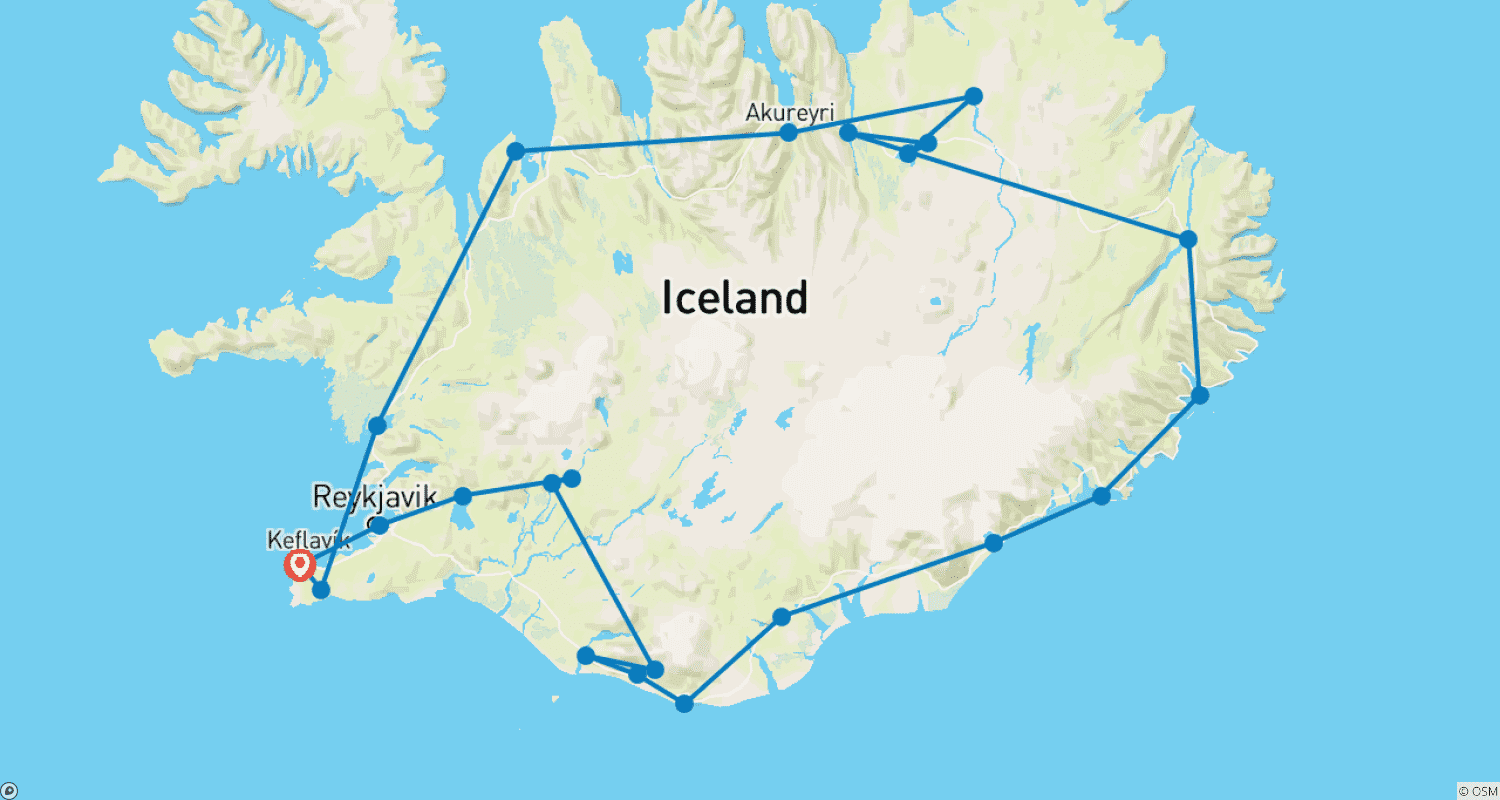 خريطة مسار 8 Days Self-drive | Around Iceland Ring Road Tour (Summer)