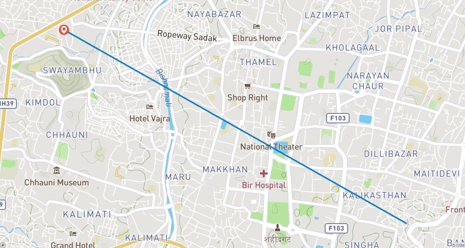 Mapa do percurso de Mundum Trail Trek (Kirat Rai Cultural Trekking Trail)