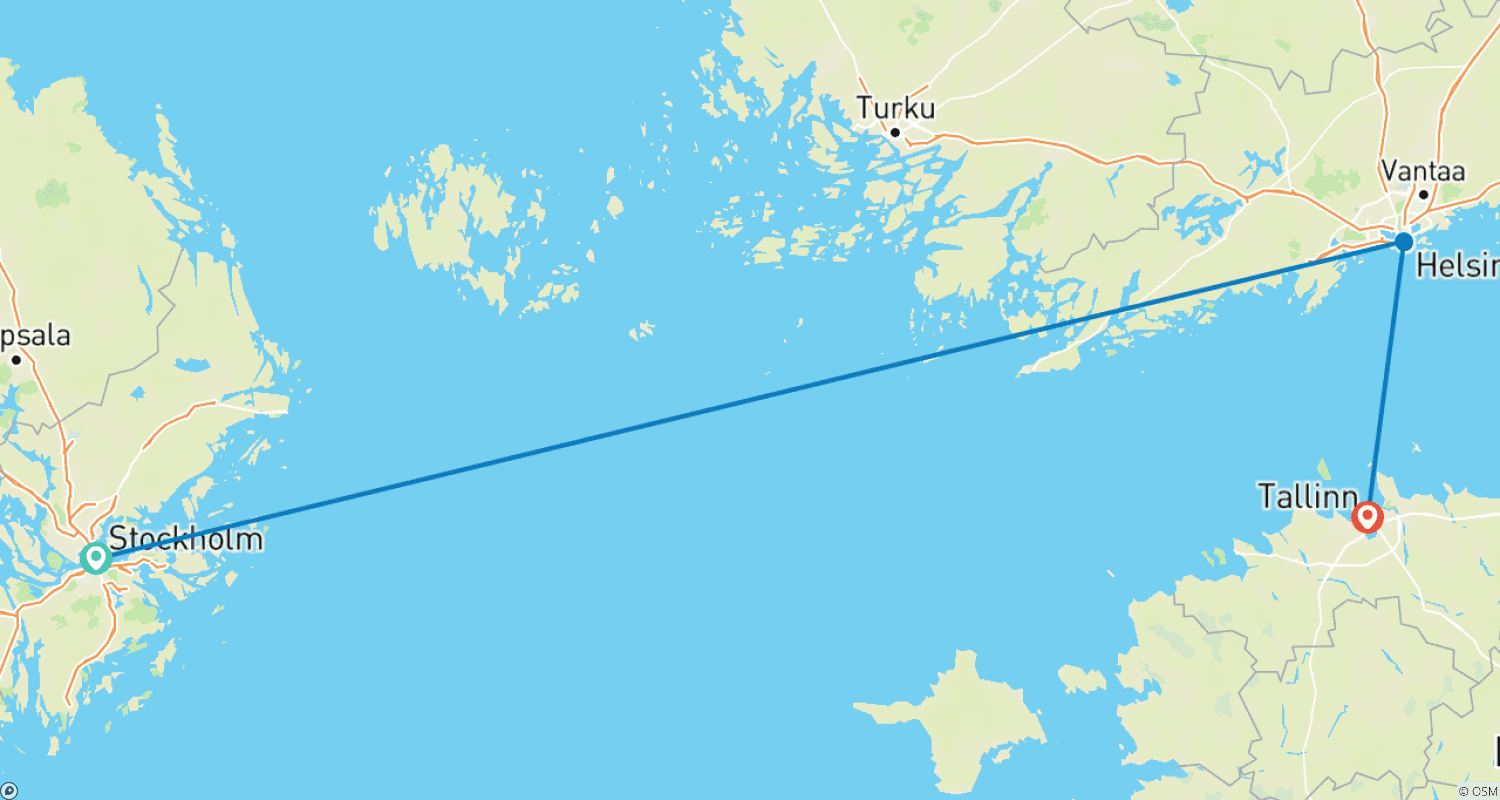 Mapa do percurso de Sonho Báltico