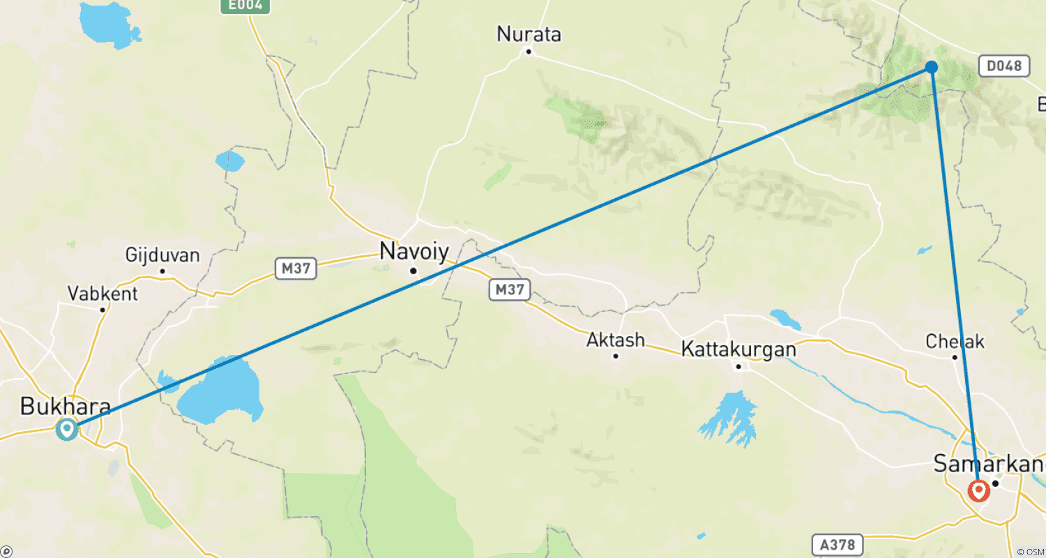 Mapa do percurso de Experiência Autêntica de Alojamento Rural de 3 Dias nas Montanhas Nuratau