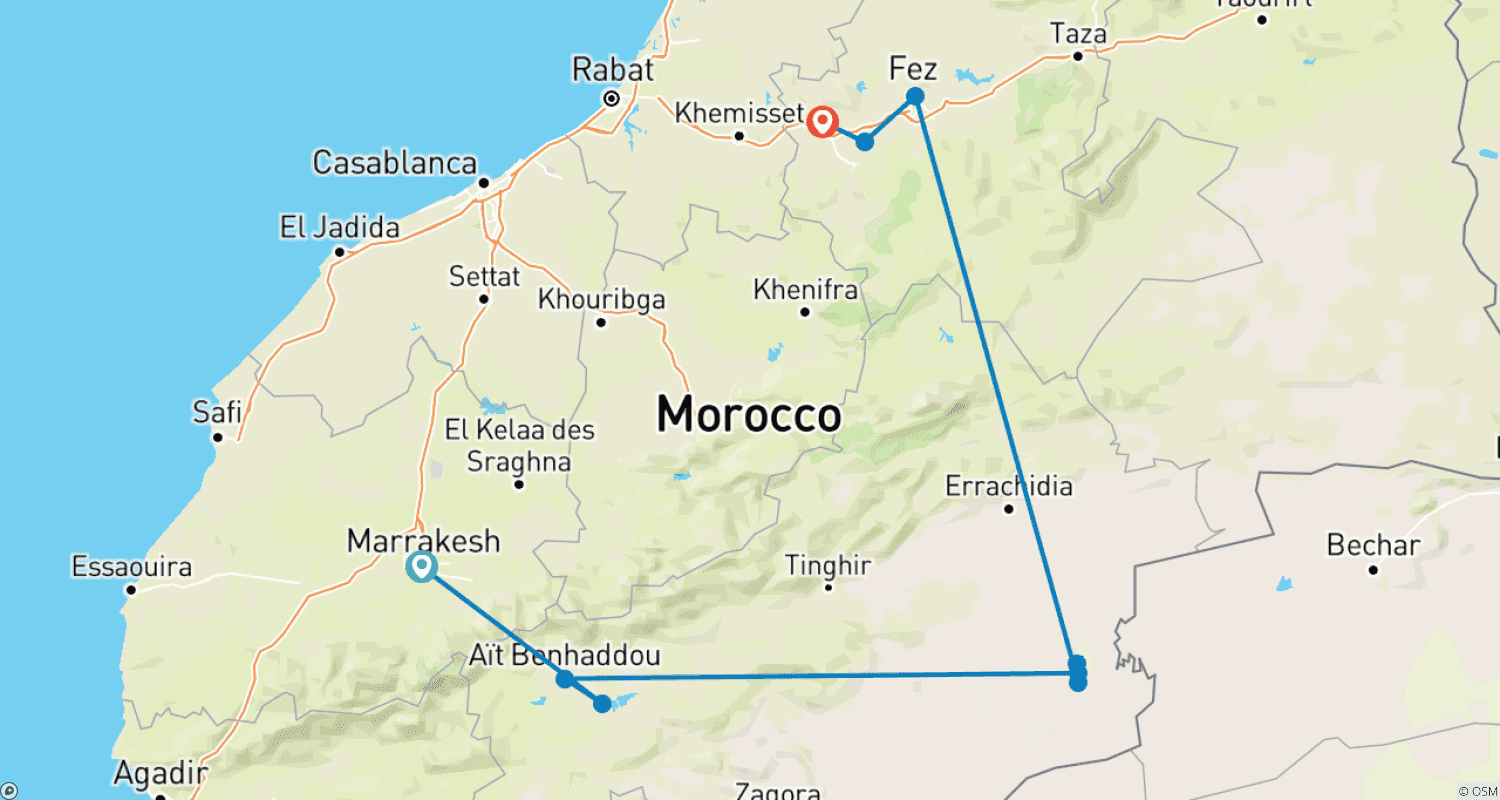 خريطة مسار 6-Day Best of Morocco