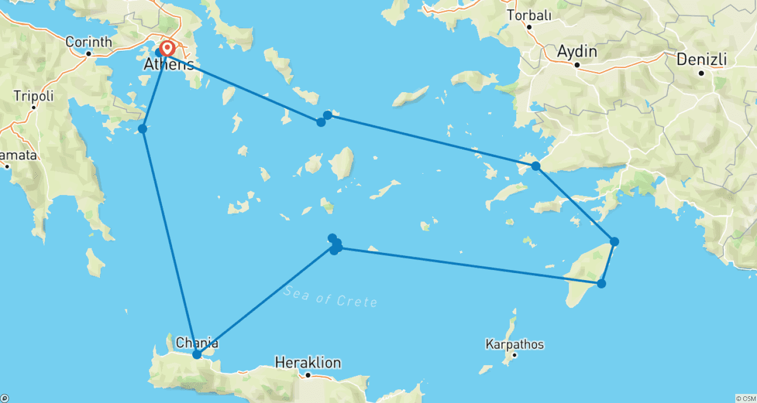 Mapa do percurso de Grécia Clássica 2026|2027|2028