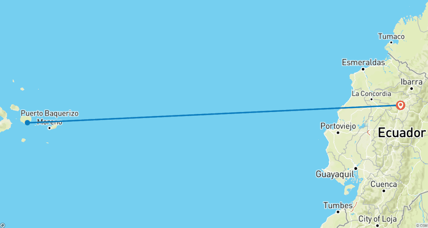 Mapa trasy: 8-dniowa wycieczka po wyspach Galápagos | Wycieczka LGBTQ+