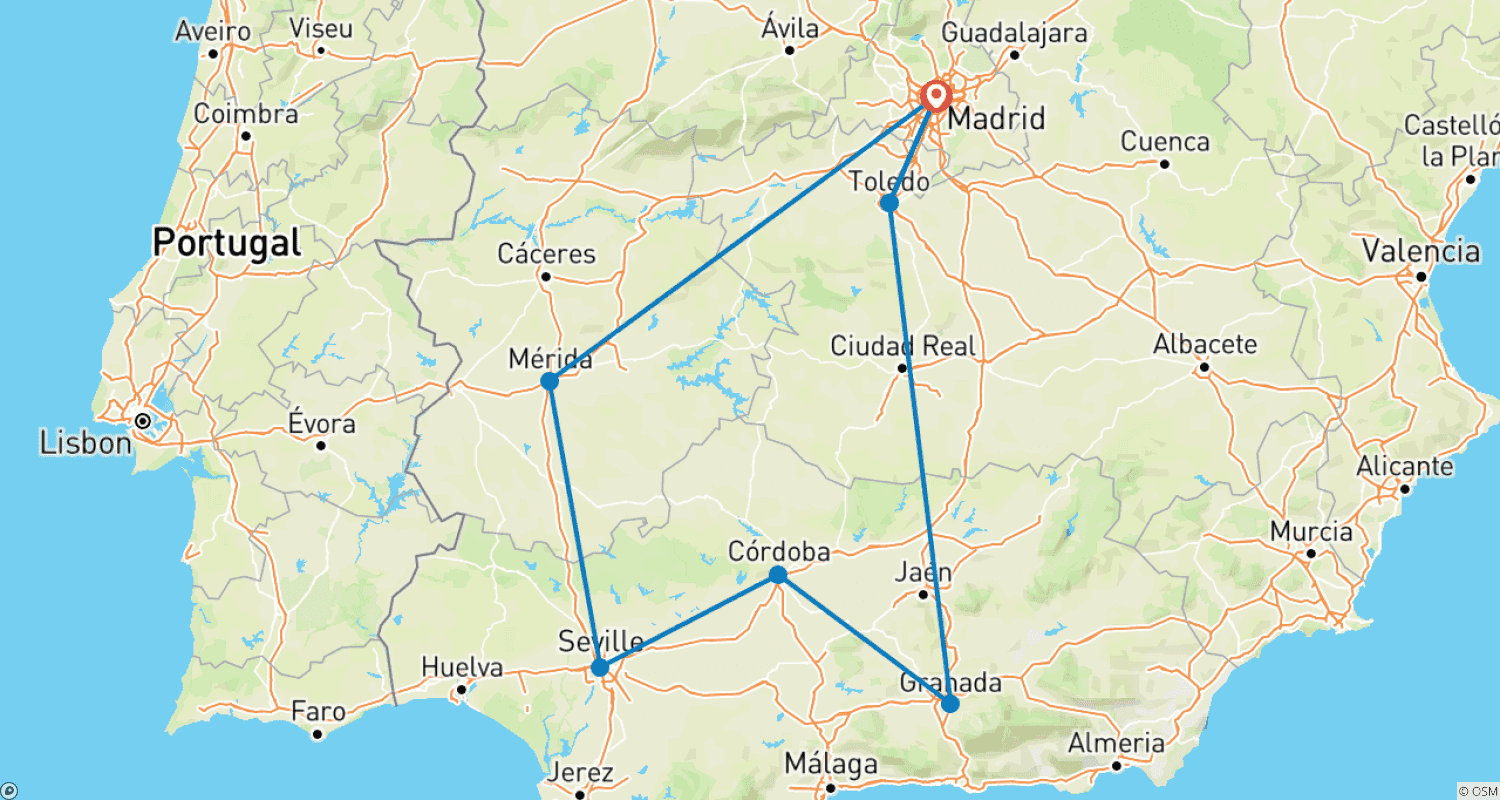 Mapa trasy: Podróże po Andaluzji