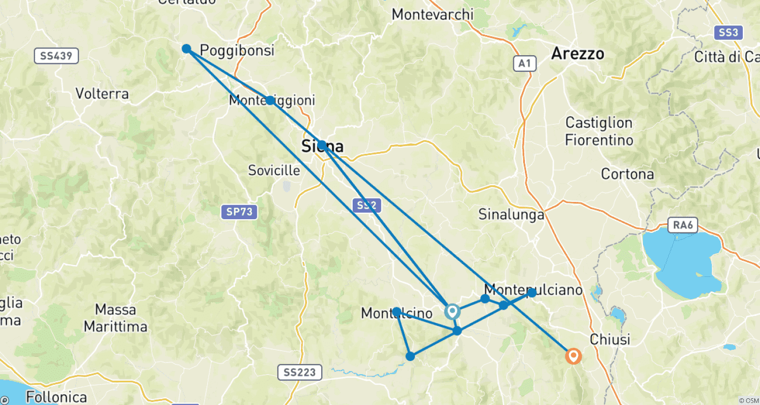 Mapa trasy: Niezbędna Toskania - Tylko Ląd
