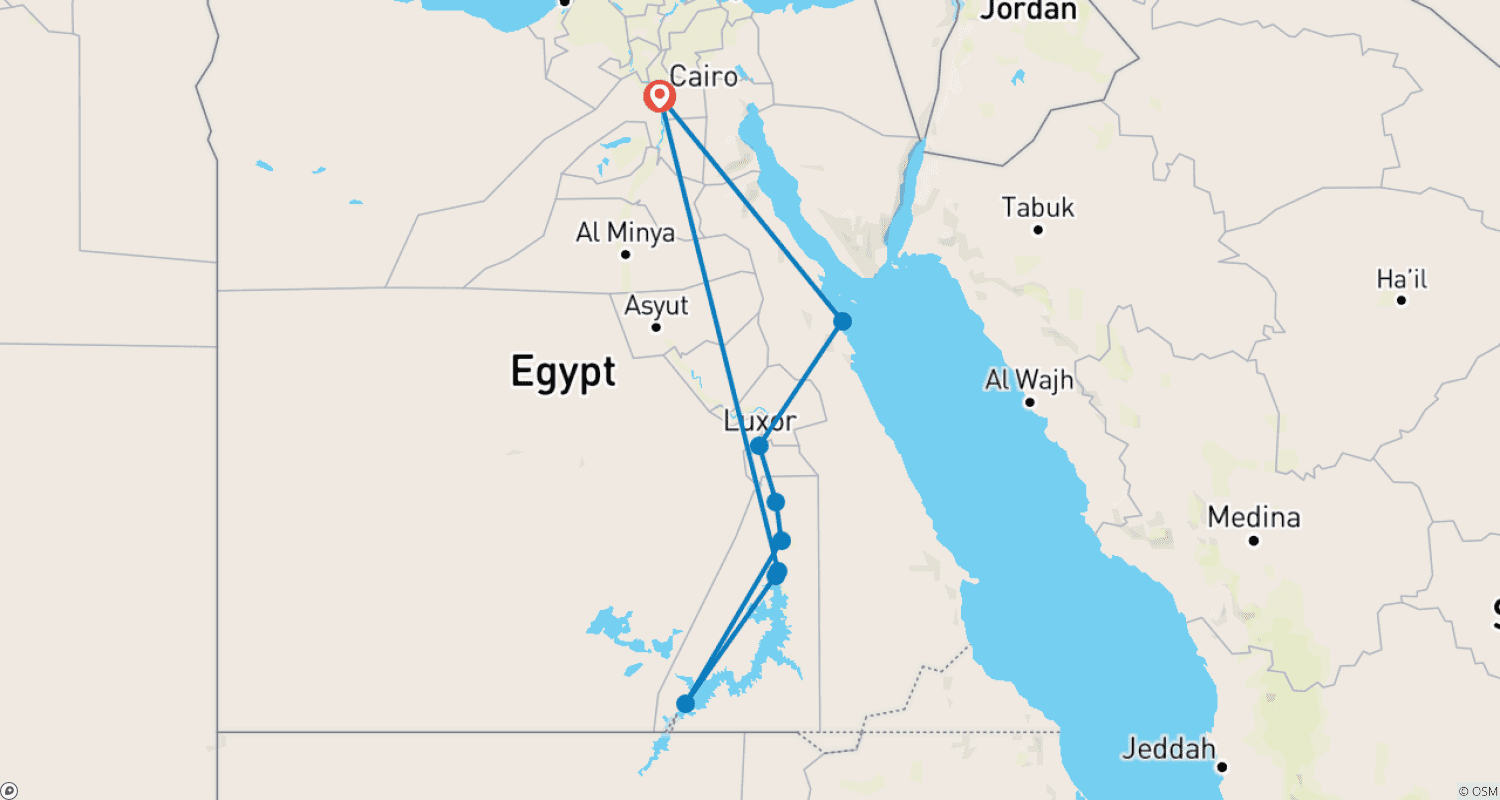 خريطة مسار رحلة فاخرة إلى أهرامات مصر وHurghada - البحر الأحمر - 10 أيام
