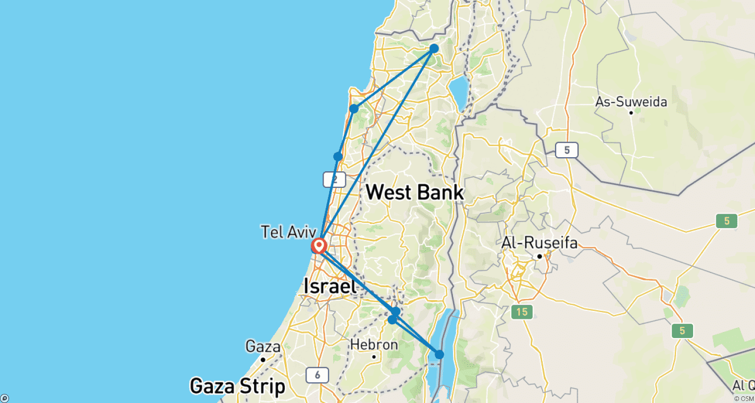 Mapa do percurso de Pacote de 3 Dias: O Melhor de Israel