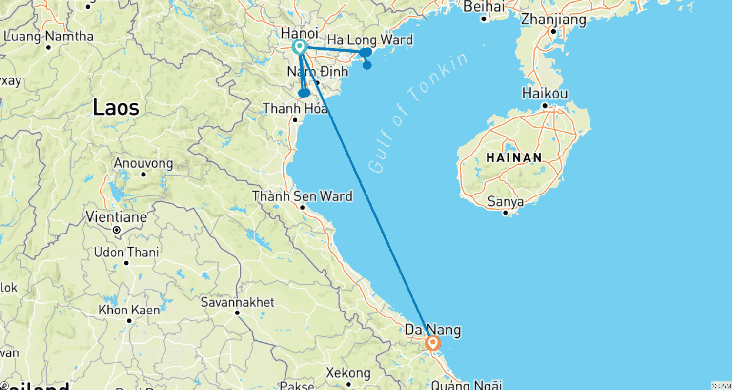 خريطة مسار مغامرة لمدة 7 أيام لاكتشاف أفضل ما في هانوي ودا نانغ مع Up Travel Vietnam