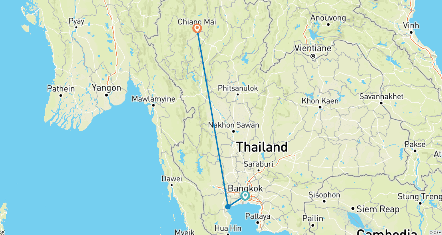 Mapa trasy: 5 Days Explore Thailand.
