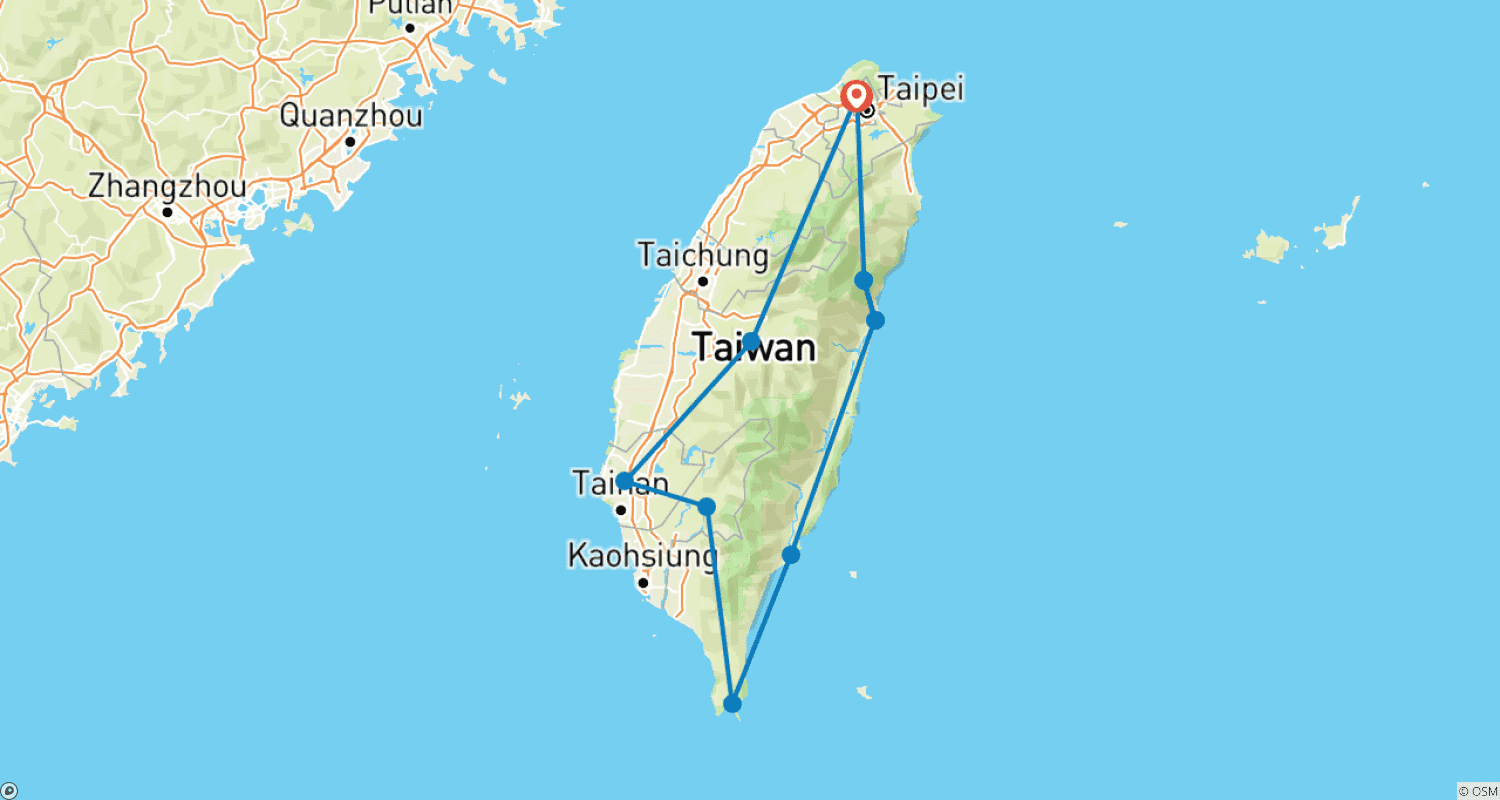 10日間：伝統と現代が息づく台湾島のルートマップ