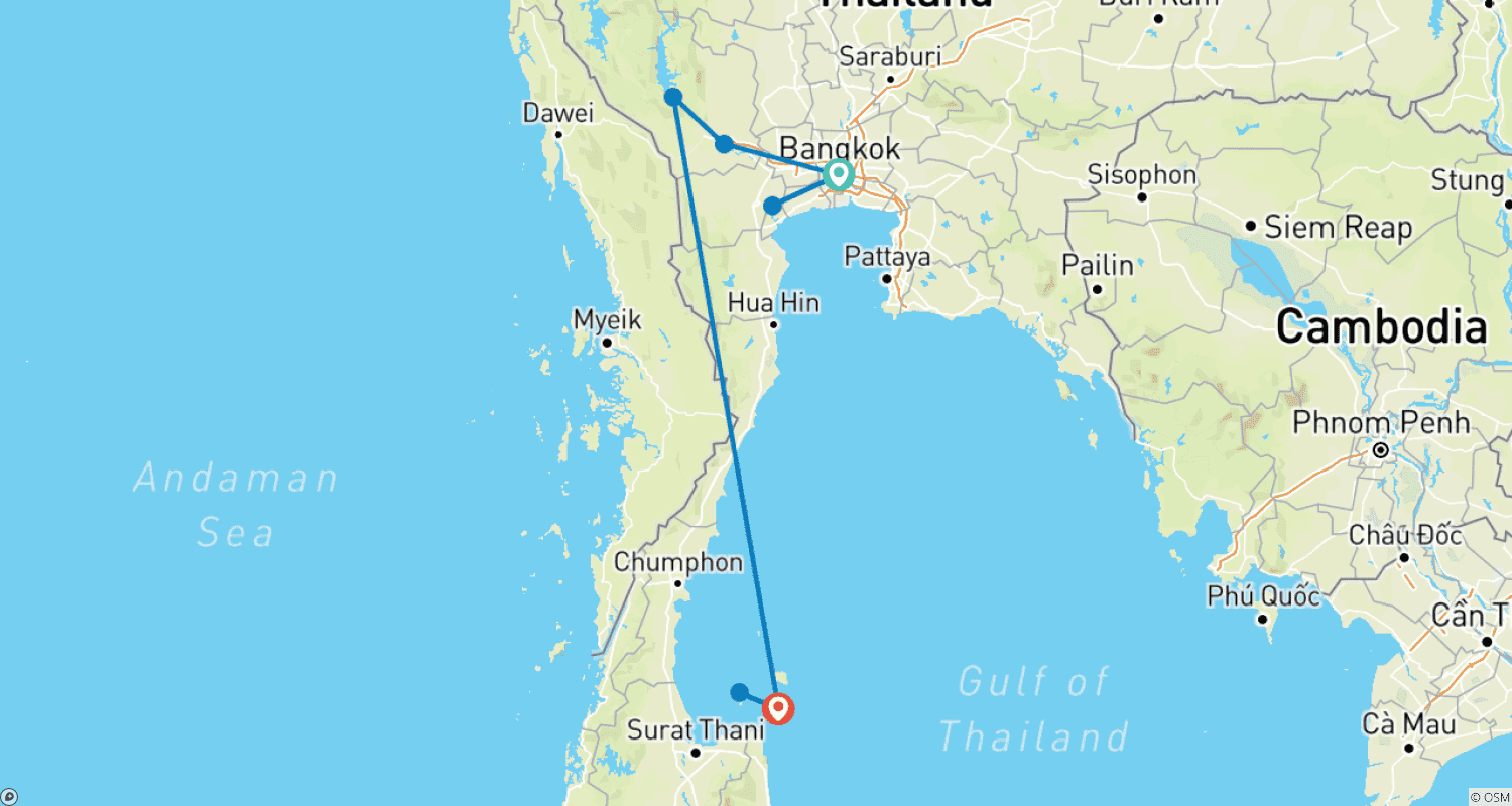 Mapa do percurso de 9 Days Luxury Samui Honeymoon with Sea View Pool Villa (private guide & driver）