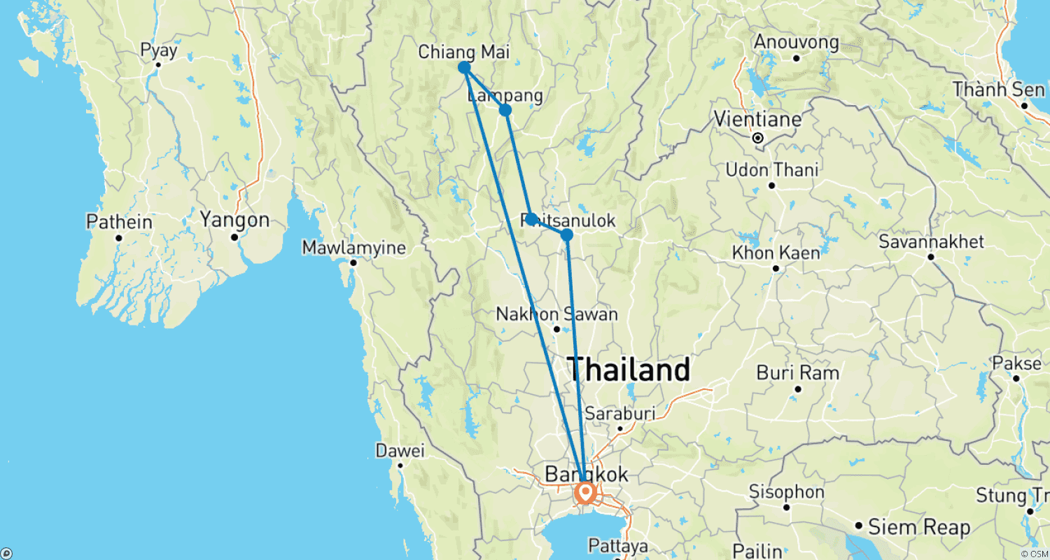 Experience Northern Thailandのルートマップ