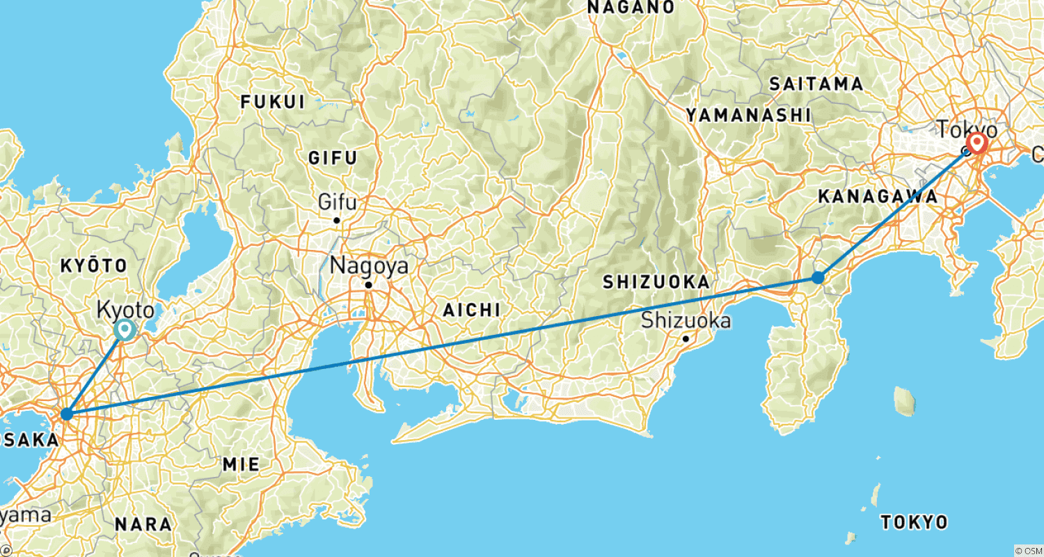 Mapa trasy: Japonia na Wystawę Światową