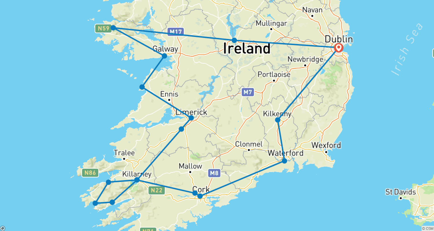 アイルランド（ローシーズン）のルートマップ