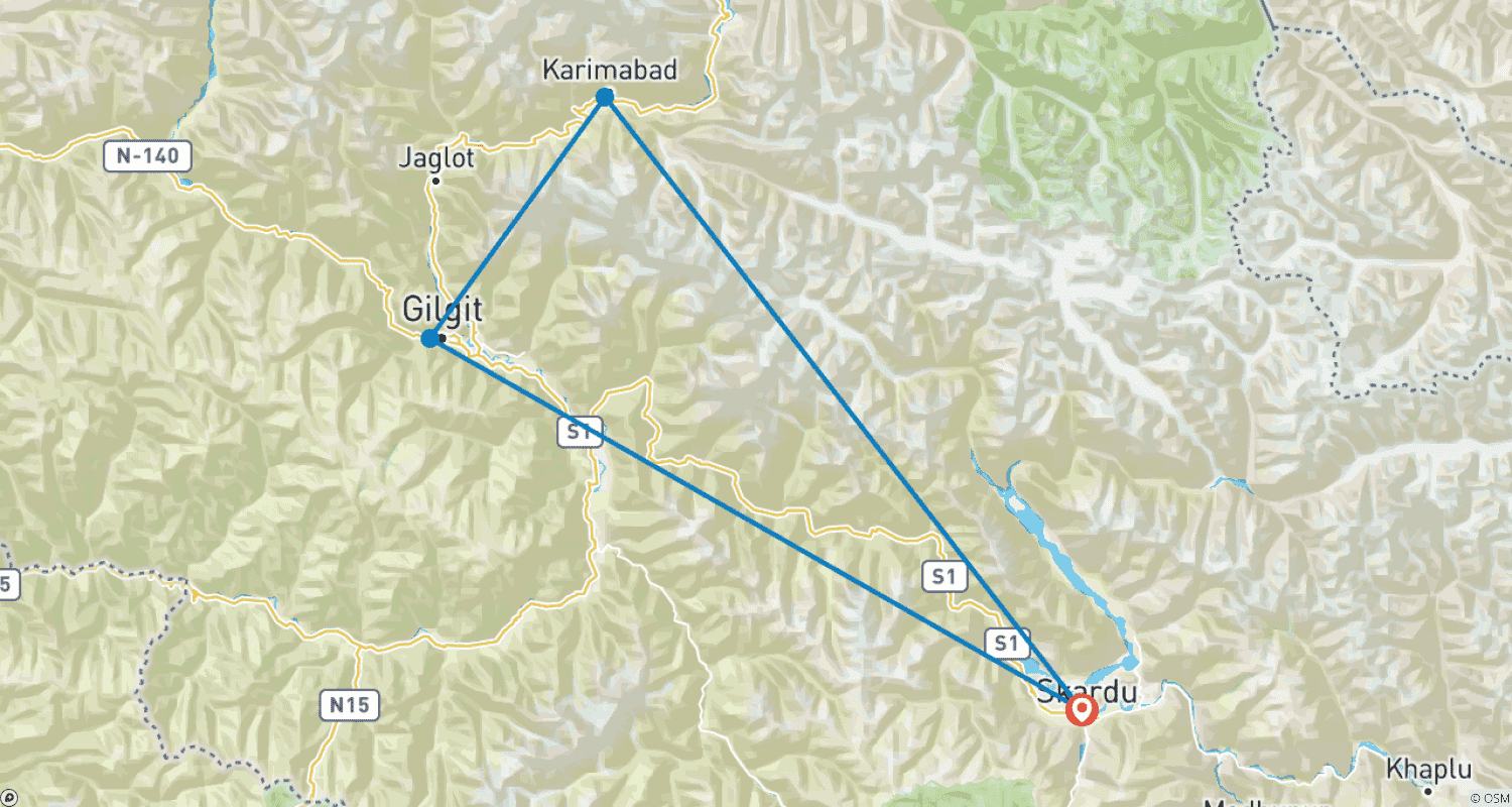 Mapa trasy: Trekking do Bazy Rakaposhi