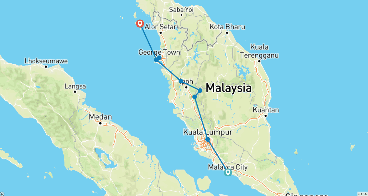 خريطة مسار 14 days Peninsula Malaysia: West Coast Experience