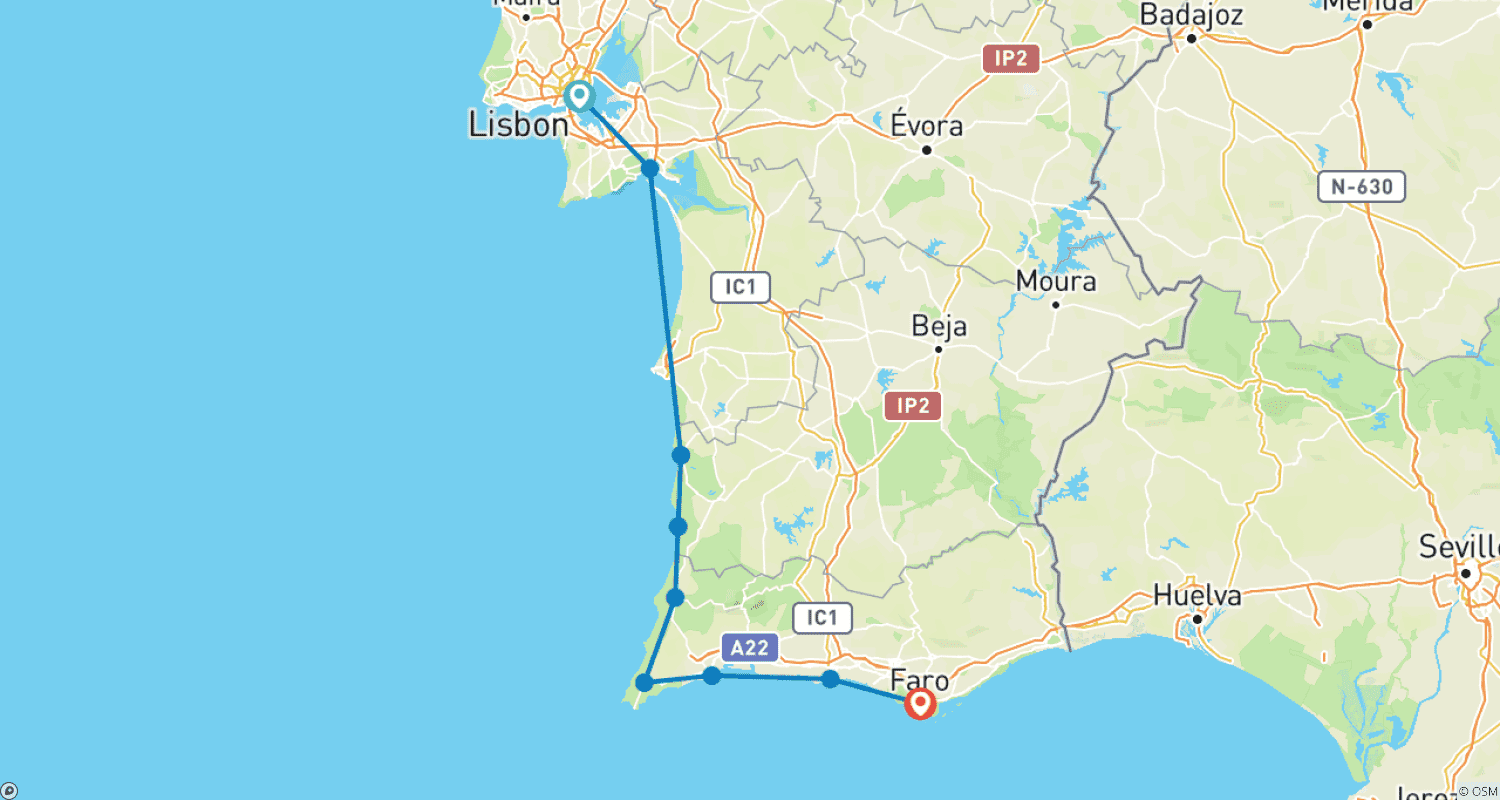 خريطة مسار Beach Route: Costa Vicentina and Algarve