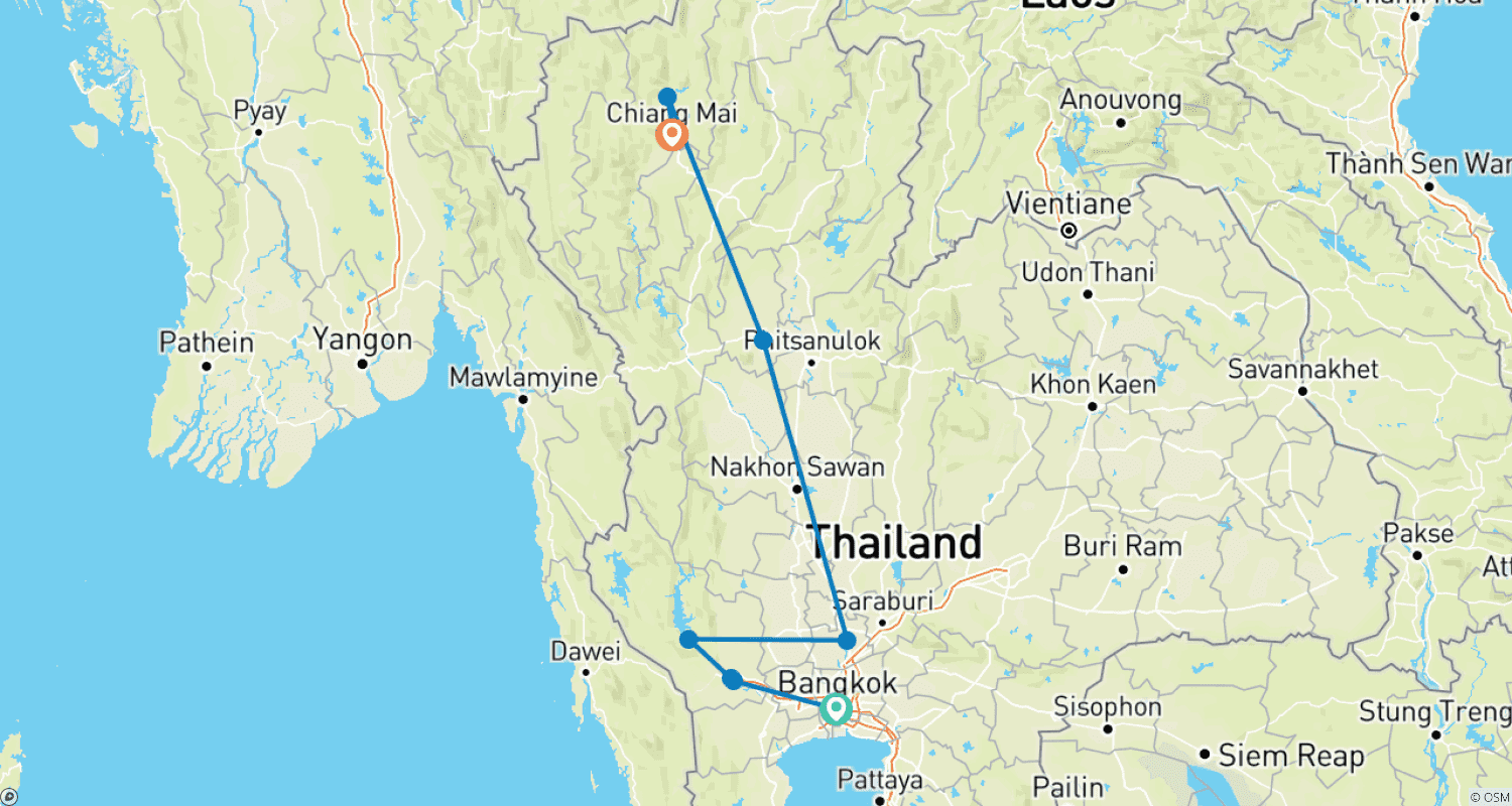Mapa trasy: Premium Północna Tajlandia