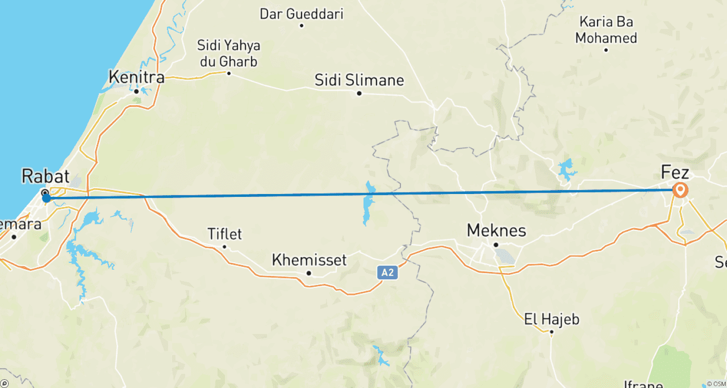 Mapa trasy: Day trip from Fez to Rabat(Private)