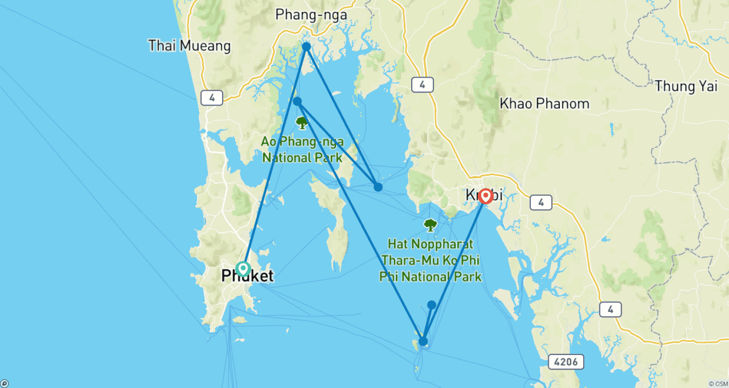 خريطة مسار 10 Days Beaches of Southern Thailand (private guide & driver)Customizable