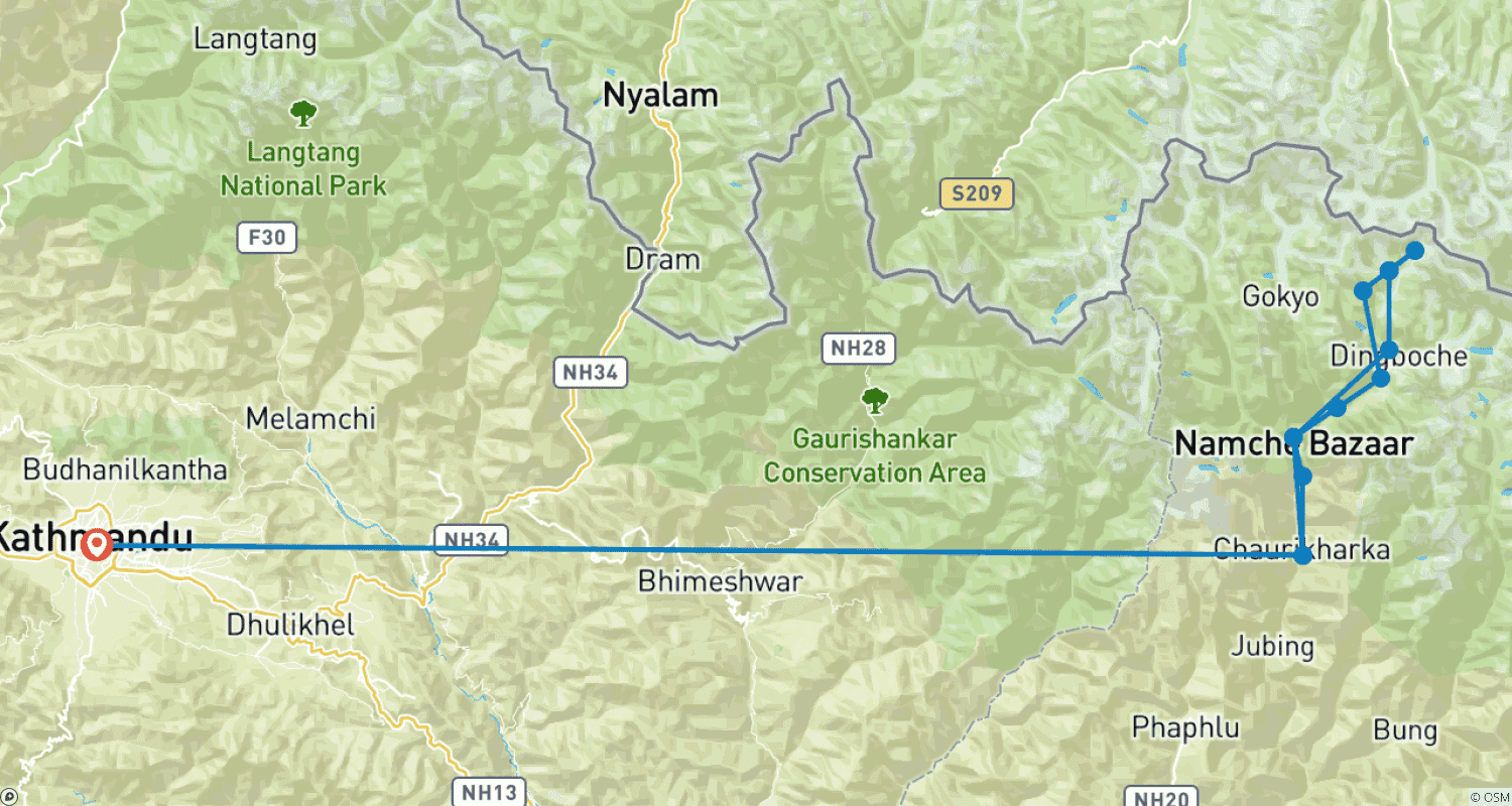 Mapa trasy: Private Everest Base Camp Trek