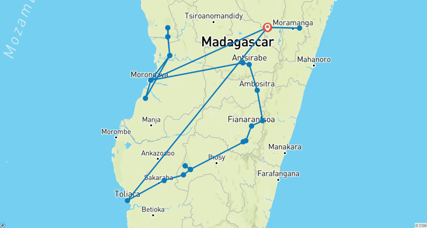 خريطة مسار Tailor-made 15 Days Madagascar Active Tour for Baobabs & Lemurs, Daily Start