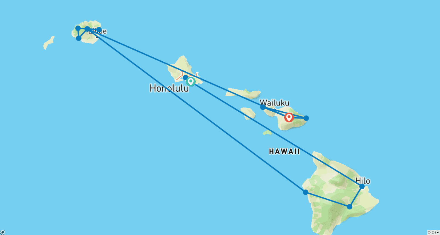 Hawaiian Islands with Ocean View Upgradesのルートマップ