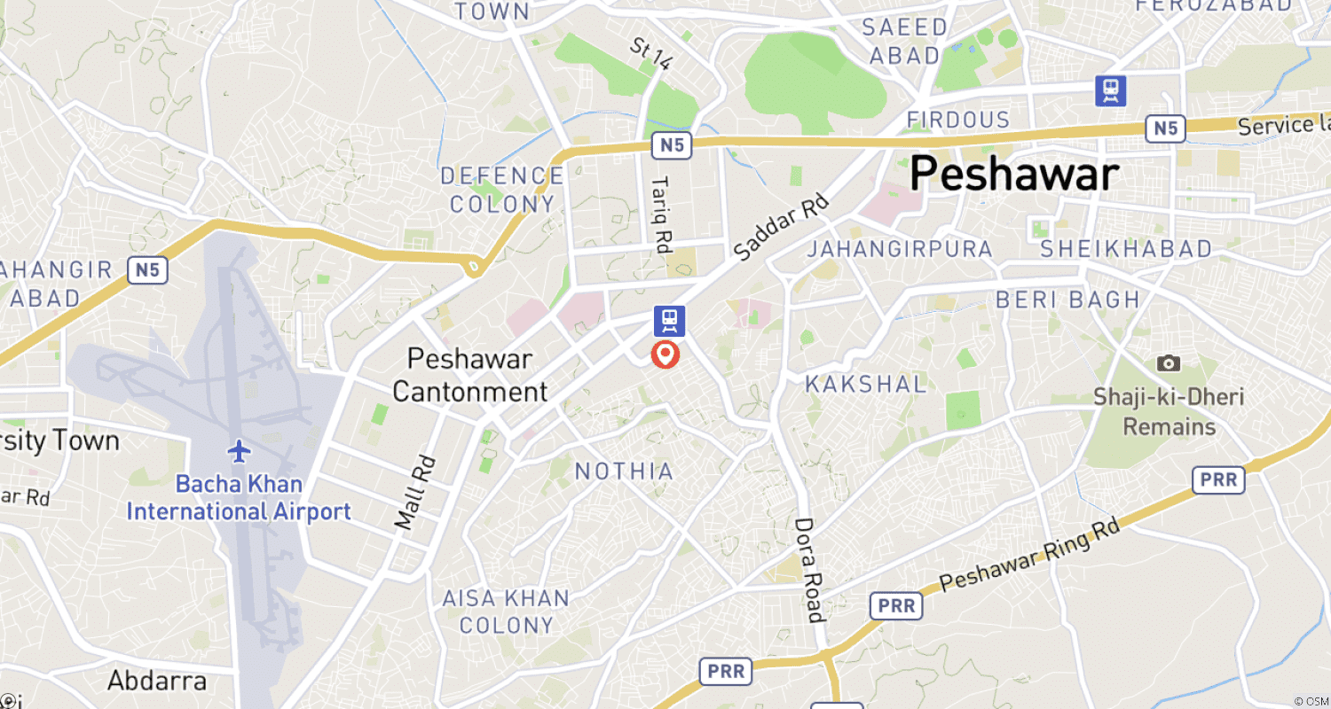 Mapa do percurso de Excursão pela Cidade de Peshawar e o Passo Khyber