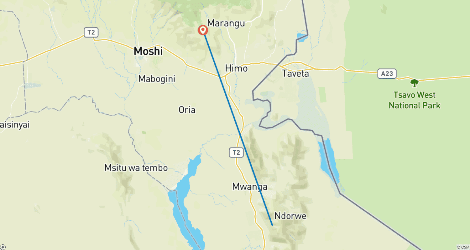 Mapa do percurso de Best Kilimanjaro Hike: 1-Day Marangu Route Experience